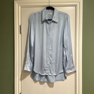 Silk blouse light blue, size medium